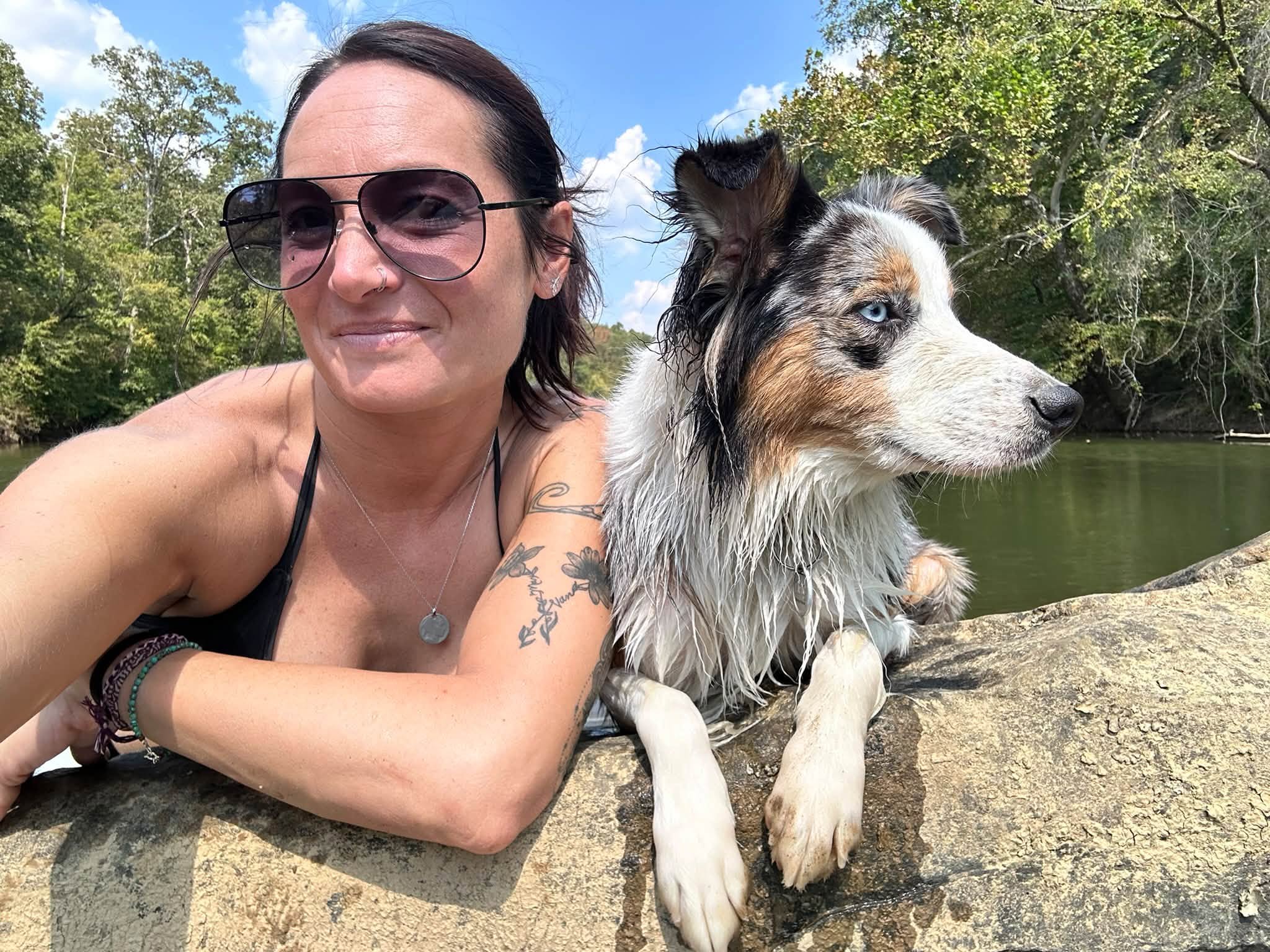Megan and Alli enjoying an outing beside the water